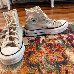 Converse All Star High Top Sneakers - Cream and Black Trim
